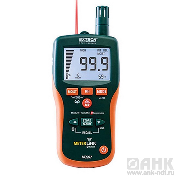 Бесштифтовой психрометр/ измеритель влагосодержания с инфракрасным термометром Extech MO297