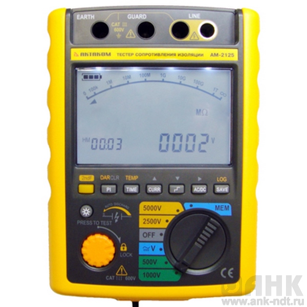Тестер сопротивления изоляции высоковольтный АМ-2125